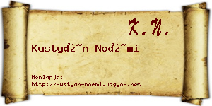 Kustyán Noémi névjegykártya